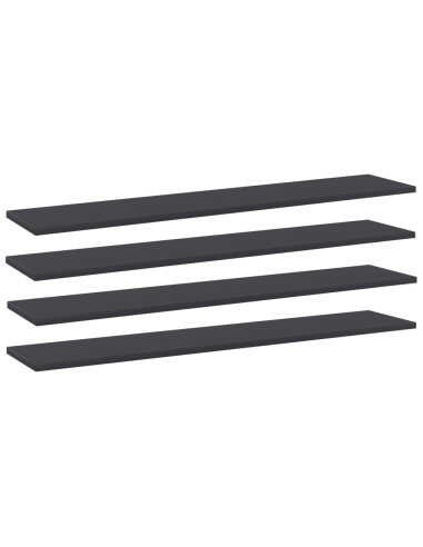Ripiani per Libreria 4pz Grigi 100x20x1,5cm Legno Multistrato