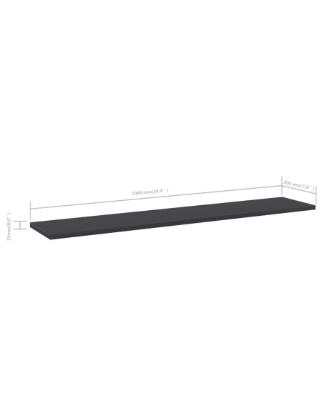 Ripiani per Libreria 4pz Grigi 100x20x1,5cm Legno Multistrato