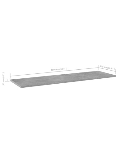 Ripiani Libreria 8pz Grigio Cemento 100x30x1,5cm Multistrato