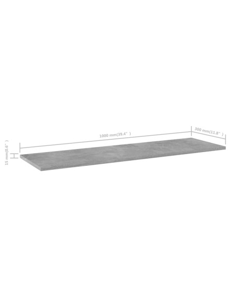 Ripiani Libreria 8pz Grigio Cemento 100x30x1,5cm Multistrato