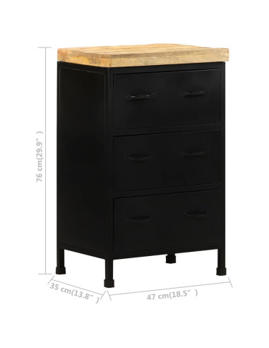 Credenza 47x35x76 cm in Legno di Mango Grezzo