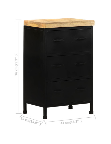 Credenza 47x35x76 cm in Legno di Mango Grezzo