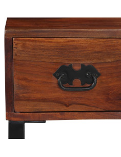 Scrivania Legno Massello di Sheesham e Vera Pelle 117x50x76 cm 2