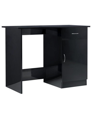 Scrivania Nero Lucido 100x50x76 cm in Legno Multistrato