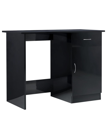 Scrivania Nero Lucido 100x50x76 cm in Legno Multistrato