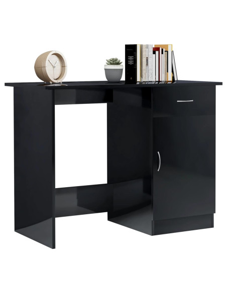 Scrivania Nero Lucido 100x50x76 cm in Legno Multistrato