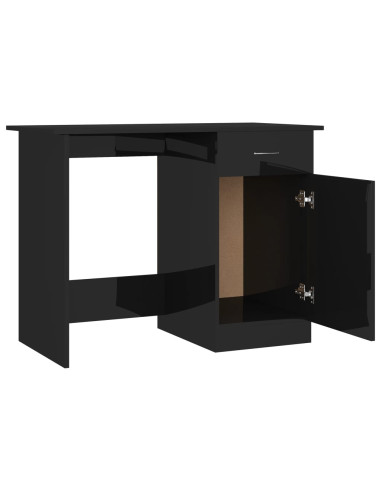 Scrivania Nero Lucido 100x50x76 cm in Legno Multistrato