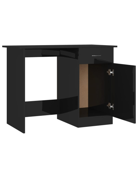 Scrivania Nero Lucido 100x50x76 cm in Legno Multistrato