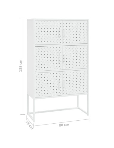 Credenza Alta Bianca 80x35x135 cm in Acciaio