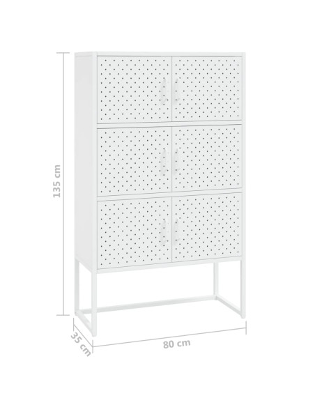 Credenza Alta Bianca 80x35x135 cm in Acciaio