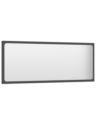 Specchio da Bagno Grigio 100x1,5x37 cm in Legno Multistrato