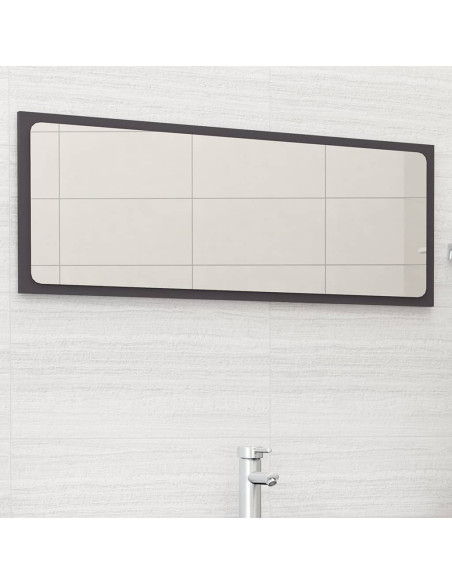 Specchio da Bagno Grigio 100x1,5x37 cm in Legno Multistrato