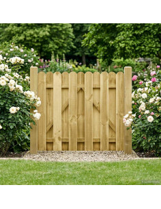 Cancello da giardino 100 x 100 cm Legno Massello di Pino Verde