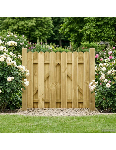 Cancello da giardino 100 x 100 cm Legno Massello di Pino Verde