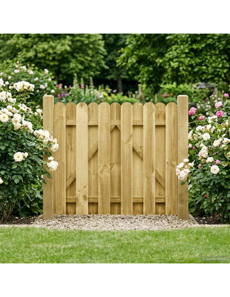 Cancello da giardino 100 x 100 cm Legno Massello di Pino Verde