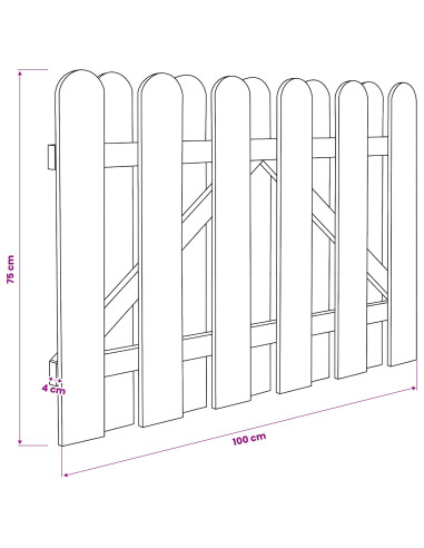 Cancello da giardino 100 x 75 cm Legno Massello di Pino Verde