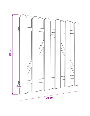 Cancello da giardino 100 x 100 cm Legno Massello di Pino Verde