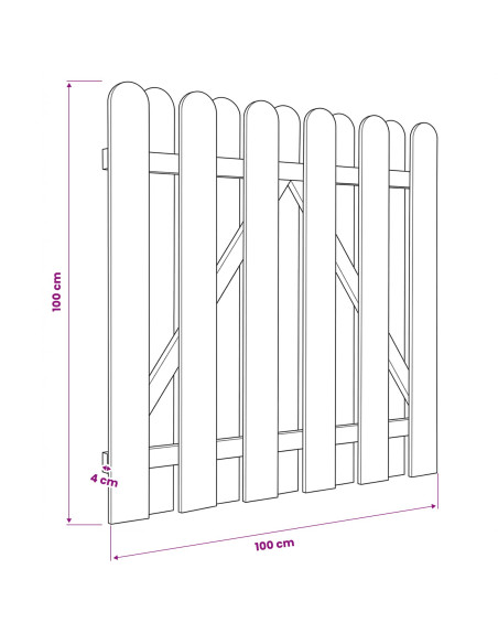 Cancello da giardino 100 x 100 cm Legno Massello di Pino Verde