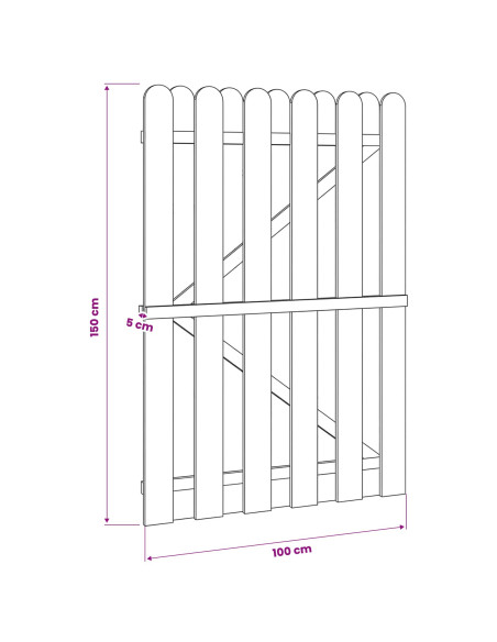 Cancello da giardino 100 x 150 cm Legno Massello di Pino Verde