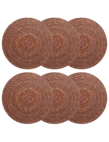 Tovagliette in erba di mare 6 pcs Marrone Ø 30 cm