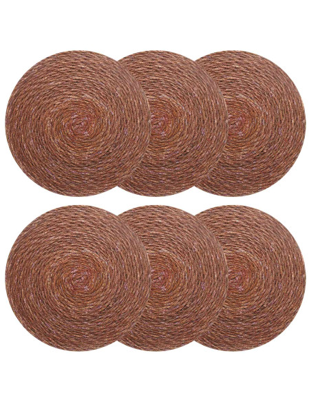 Tovagliette in erba di mare 6 pcs Marrone Ø 30 cm
