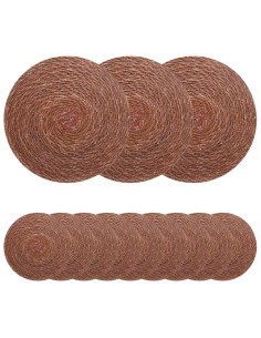 Tovagliette in erba di mare 12 pcs Marrone Ø 30 cm