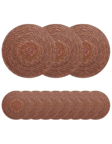 Tovagliette in erba di mare 12 pcs Marrone Ø 30 cm