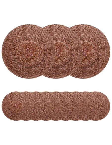 Tovagliette in erba di mare 12 pcs Marrone Ø 30 cm