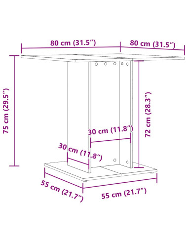 Tavolo da Pranzo Bianco e Rovere Sonoma 80x80x75cm Multistrato