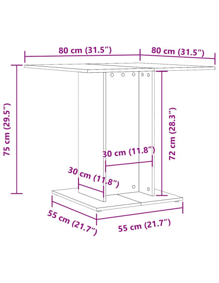 Tavolo da Pranzo Bianco e Rovere Sonoma 80x80x75cm Multistrato