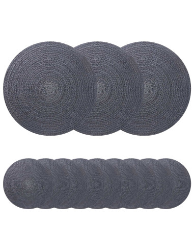 Sottobicchieri in juta 12 pcs Grigio scuro Ø 30 cm