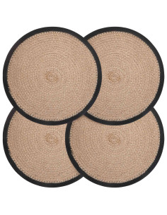 Sottobicchieri in juta 4 pcs Naturale e Nero Ø 30 cm