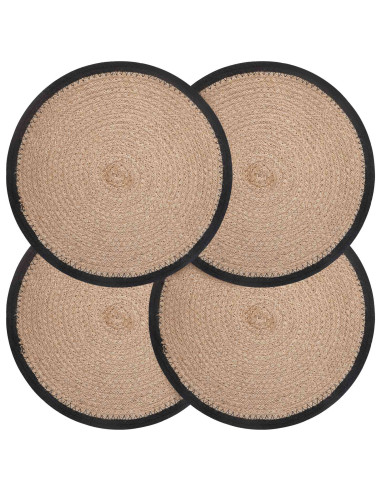 Sottobicchieri in juta 4 pcs Naturale e Nero Ø 30 cm