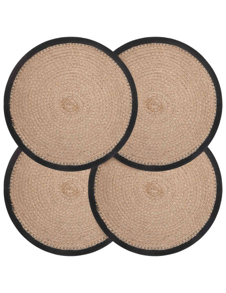 Sottobicchieri in juta 4 pcs Naturale e Nero Ø 30 cm