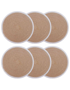 Sottobicchieri in juta 6 pcs Naturale e Bianco Ø 30 cm