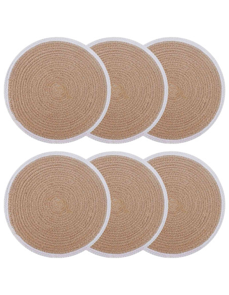 Sottobicchieri in juta 6 pcs Naturale e Bianco Ø 30 cm
