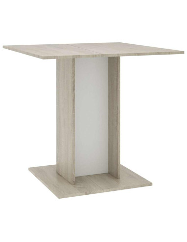 Tavolo da Pranzo Bianco e Rovere Sonoma 80x80x75cm Multistrato