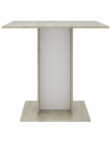 Tavolo da Pranzo Bianco e Rovere Sonoma 80x80x75cm Multistrato