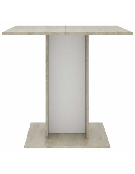 Tavolo da Pranzo Bianco e Rovere Sonoma 80x80x75cm Multistrato