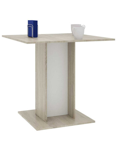 Tavolo da Pranzo Bianco e Rovere Sonoma 80x80x75cm Multistrato