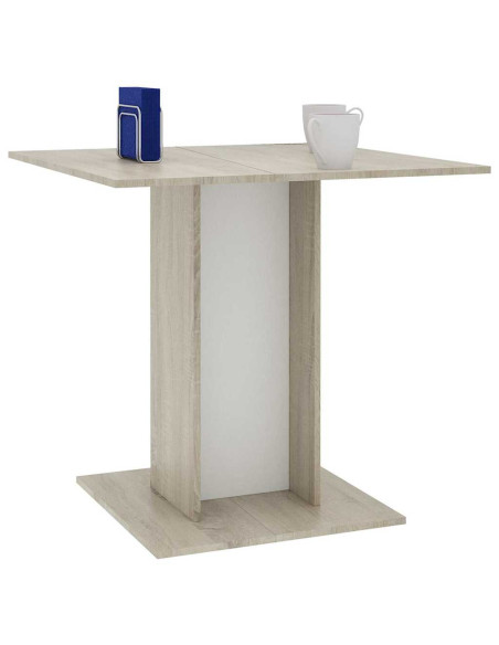 Tavolo da Pranzo Bianco e Rovere Sonoma 80x80x75cm Multistrato