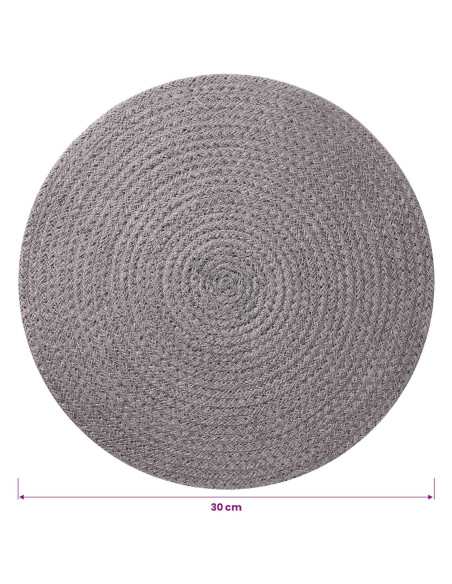 Sottobicchieri in juta 6 pcs Grigio Ø 30 cm 100% Juta Tossa