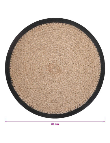 Sottobicchieri in juta 6 pcs Naturale e Nero Ø 30 cm