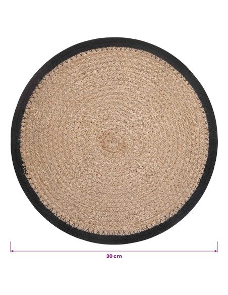 Sottobicchieri in juta 6 pcs Naturale e Nero Ø 30 cm