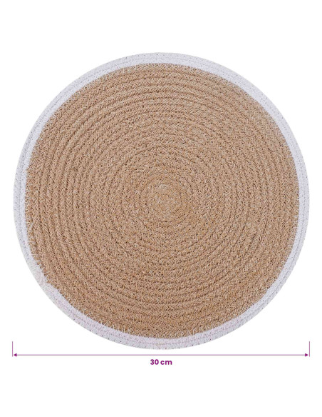 Sottobicchieri in juta 4 pcs Naturale e Bianco Ø 30 cm