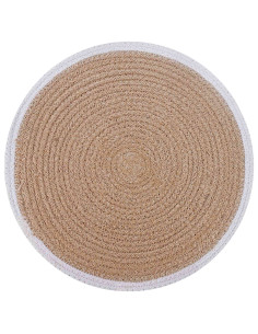 Sottobicchieri in juta 12 pcs Naturale e Bianco Ø 30 cm 2