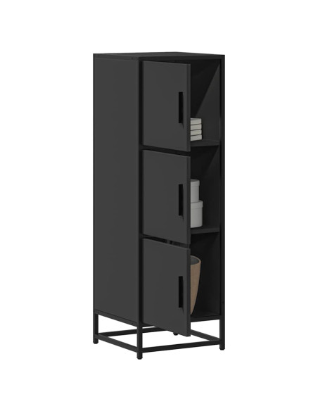 Credenza Nera 35,5x35x106,5 cm Legno Multistrato Metallo