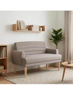 Loveseat con bottoni imbottiti Tortora 116 x 67 x 80 cm Tessuto