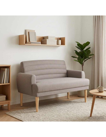Loveseat con bottoni imbottiti Tortora 116 x 67 x 80 cm Tessuto