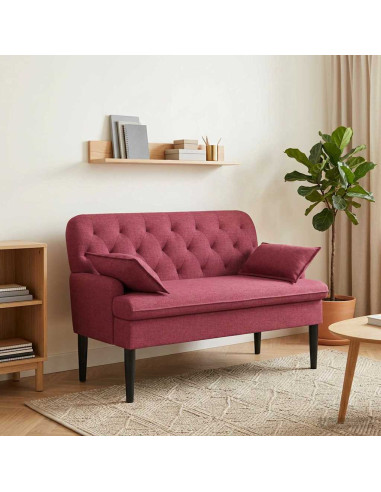 Loveseat con bottoni imbottiti Rosso Vino 111 x 68 x 80 cm